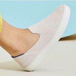 Rothy's The Sneaker Slip On Loafer Shoe Honeycomb Knit White Cream Women’s Sz. 8